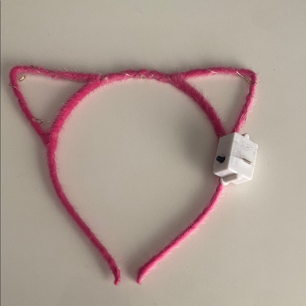 Mardi Gras - Pink Fuzzy Cat Ear Headband